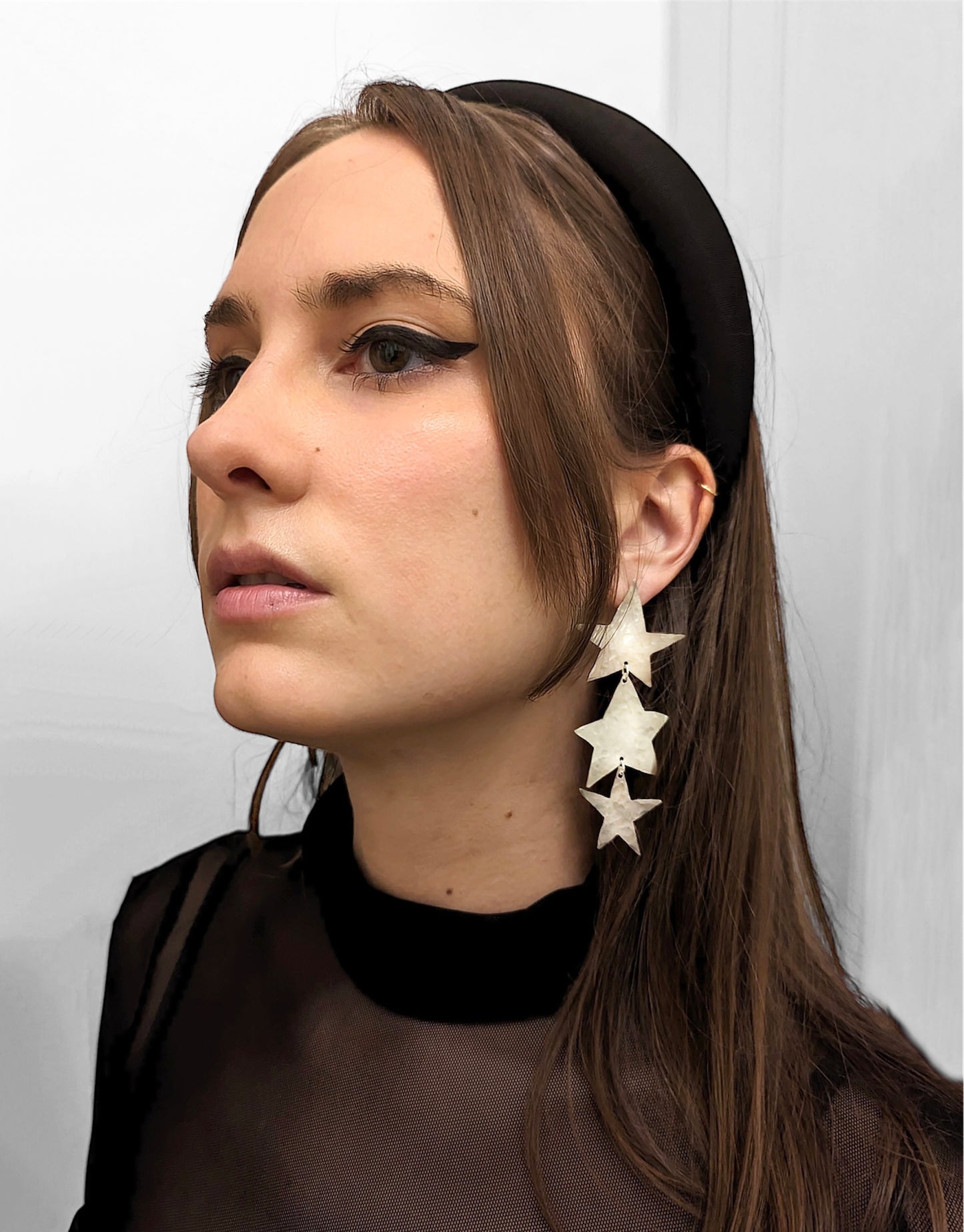 long moon & star dangle earrings - star drop earrings