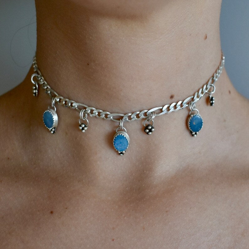 australian opal dots ᠅ choker necklace